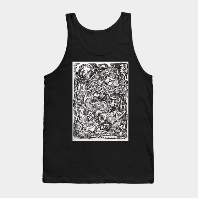 Mind Cascade Ink Drawing Tank Top by Backbrain